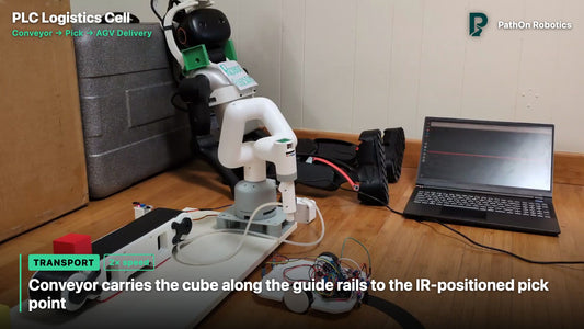 PLC Conveyor + Arm + AGV Automation Kit — Compact Industrial Automation & Robotics Cell